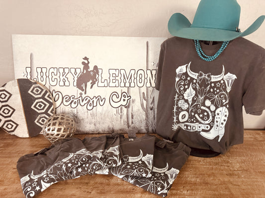 Cowgirl Collage Mineral wash tshirt