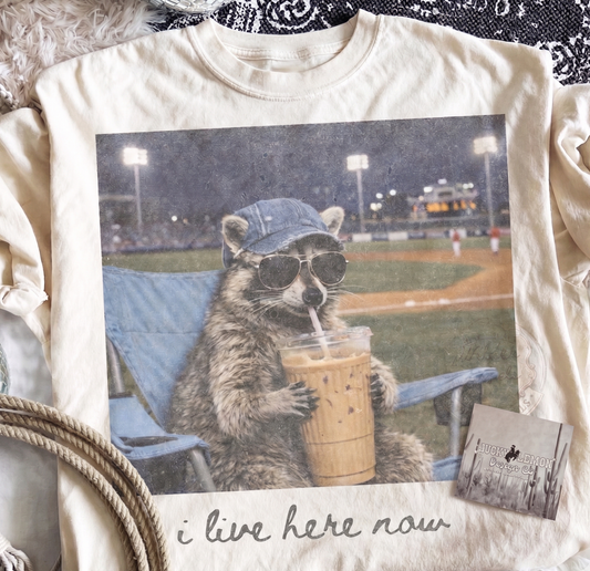 I live here now ballpark  tshirt